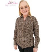 ZOSO Blouse Jolene travel print Zwart Camel